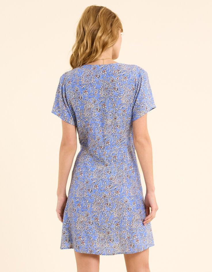 Ikks Robe Portefeuille Bleue Imprimé Cachemire Floral I.Code