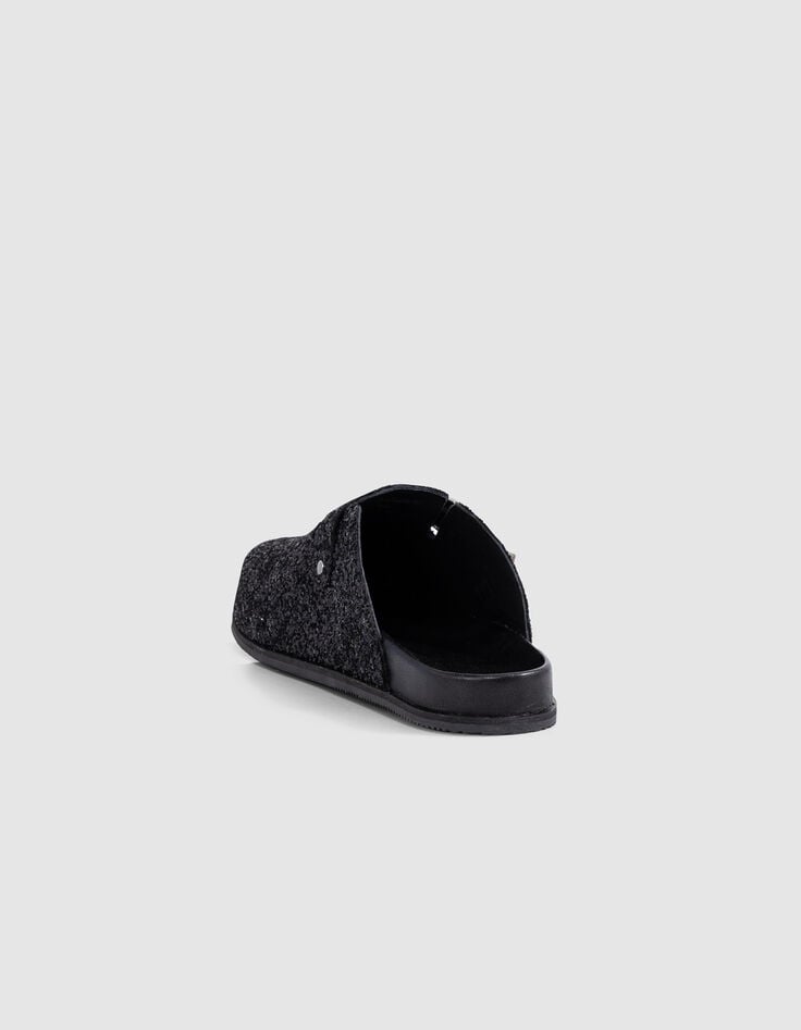 Ikks Sabots Noirs Micro Sequins Et Boucle Western Femme