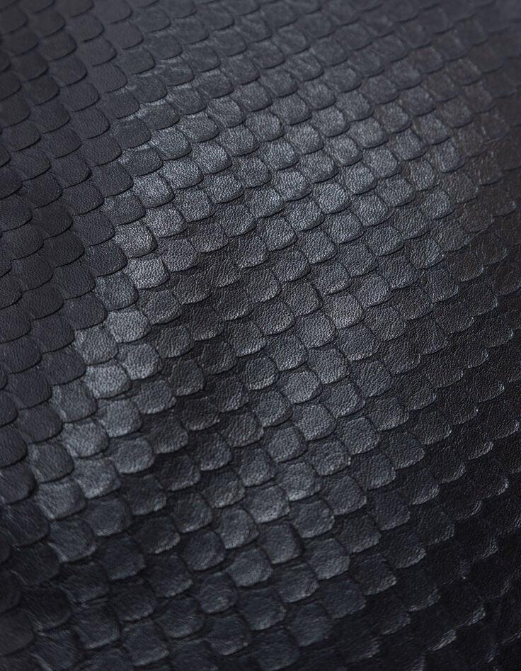 Ikks Sac Banane 1440 Noir Cuir Embossé Effet Python Femme