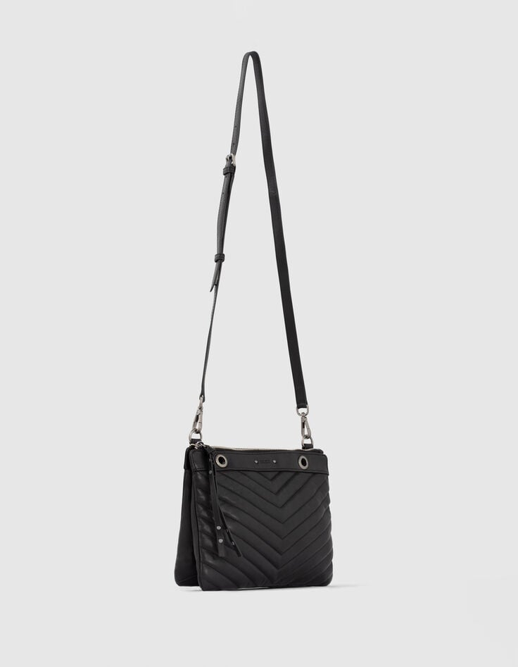 Ikks Sac Double Pochettes 1440 REPORTER En Cuir Matelassé Femme