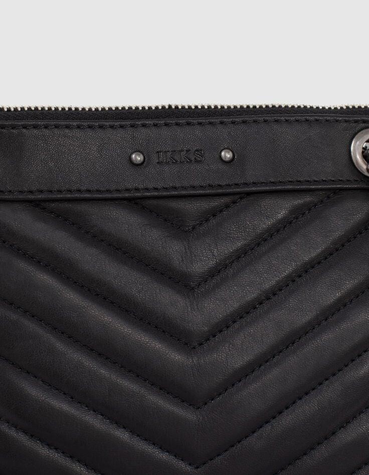 Ikks Sac Double Pochettes 1440 REPORTER En Cuir Matelassé Femme