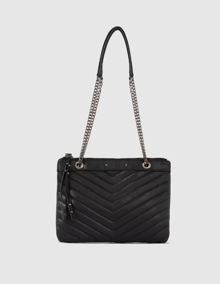 ikks Sac double pochettes 1440 REPORTER en cuir matelassé femme