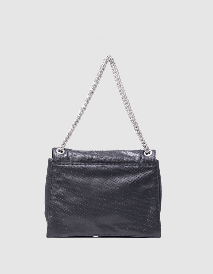Ikks Sac THE 1. Noir Cuir Embossé Effet Python Taille XL Femme