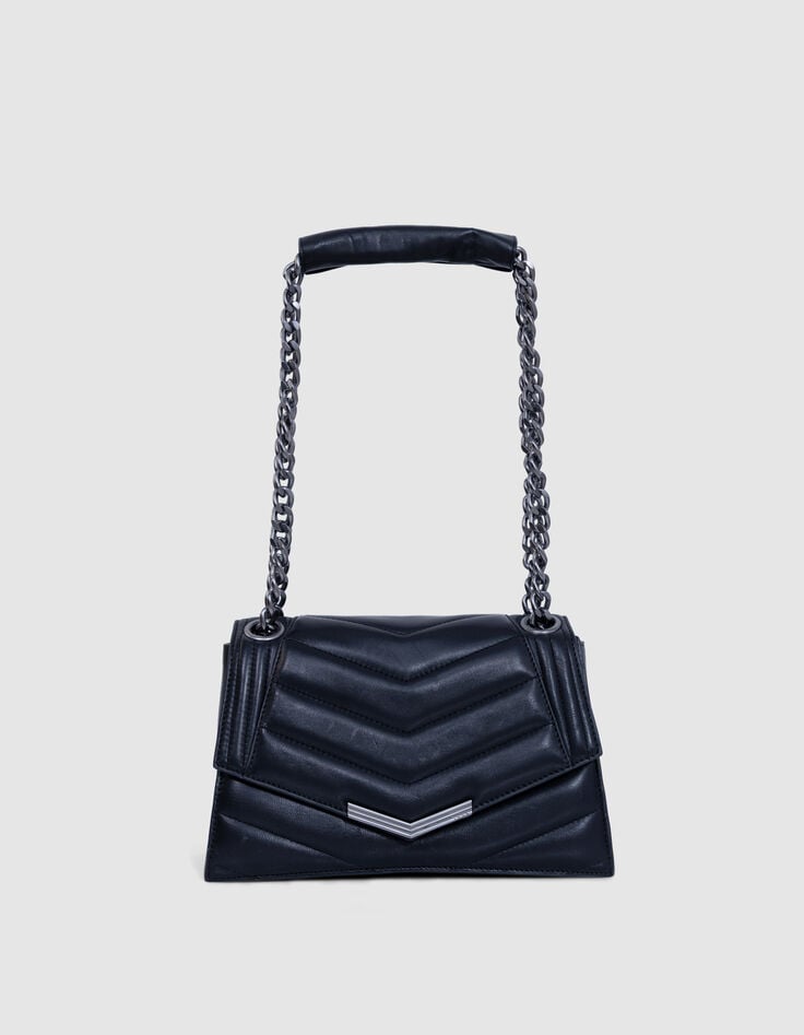 Ikks Sac THE 1 Timeless Noir Cuir Matelassé Taille M Femme