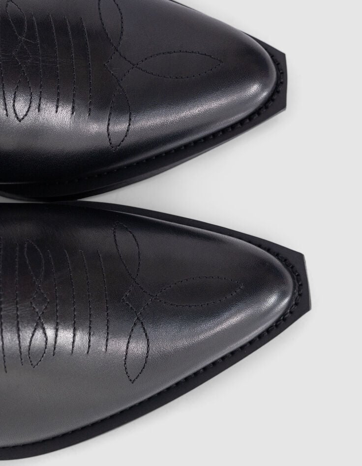 Ikks Santiags Mules Noires Cuir Esprit Western Ligne 111 Femme