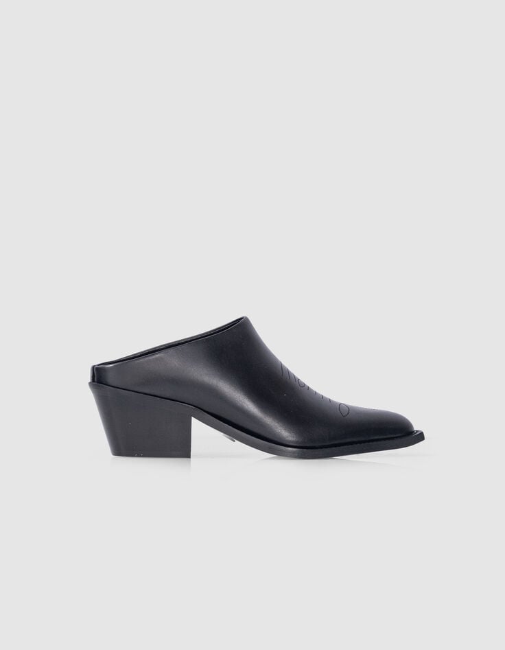 ikks Santiags mules noires cuir esprit western Ligne 111 Femme