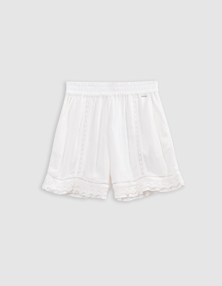 Ikks Short écru Détails Dentelle Esprit Bohème Fille