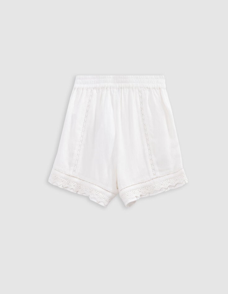Ikks Short écru Détails Dentelle Esprit Bohème Fille