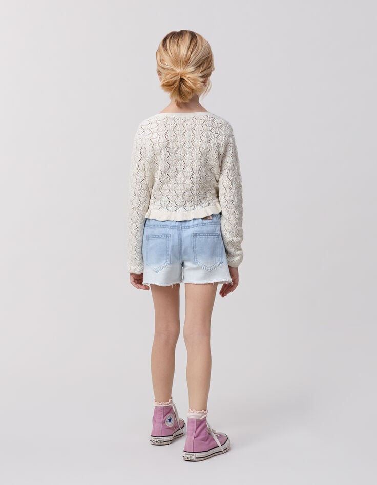 Ikks Short En Jean Bleu Waterless Effet Deep Dye Et Clous Fille