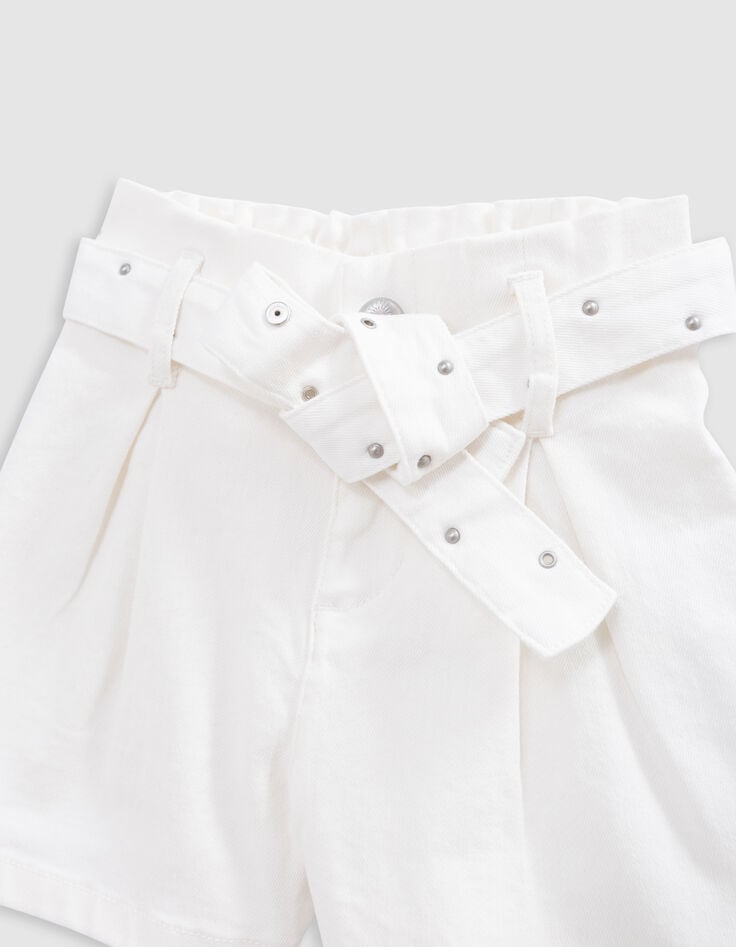 Ikks Short En Jean écru Ceinture Clous Et Oeillets Fille