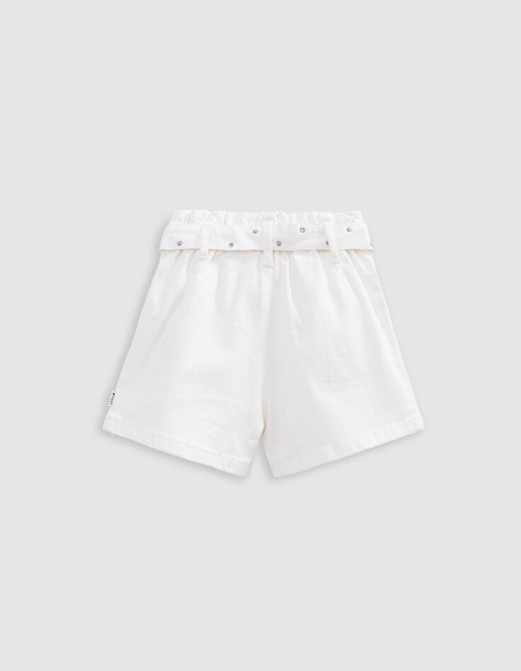 Ikks Short En Jean écru Ceinture Clous Et Oeillets Fille