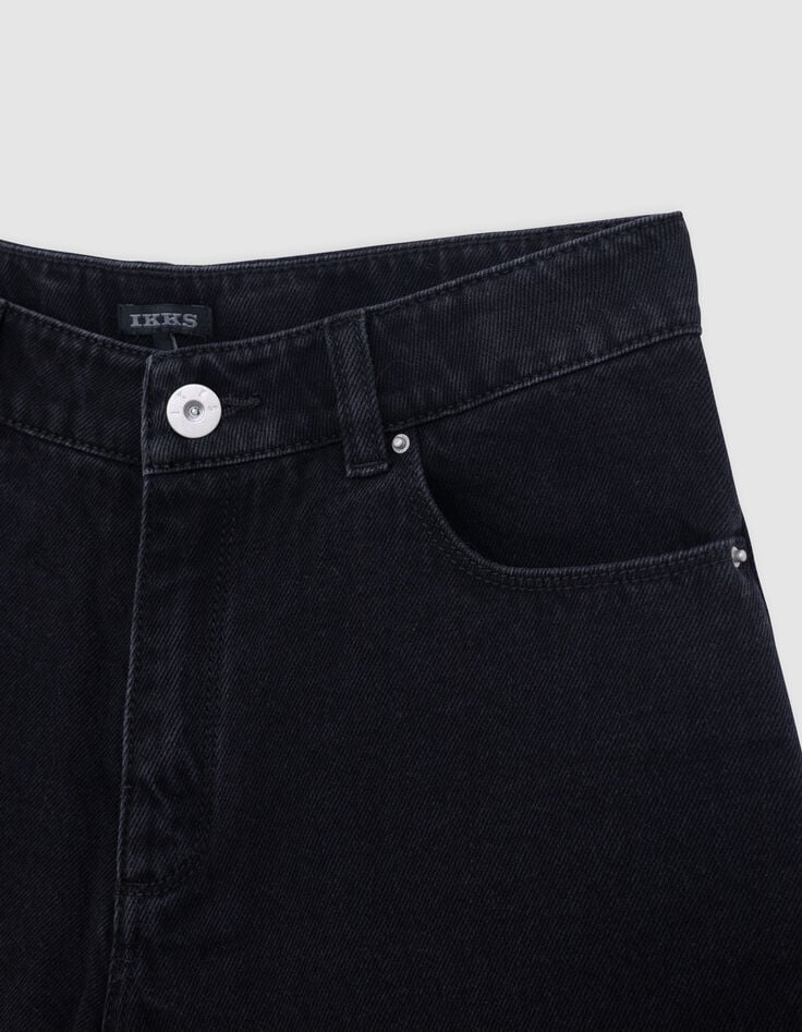 Ikks Short En Jean Noir Waterless Bords Frangés Fille
