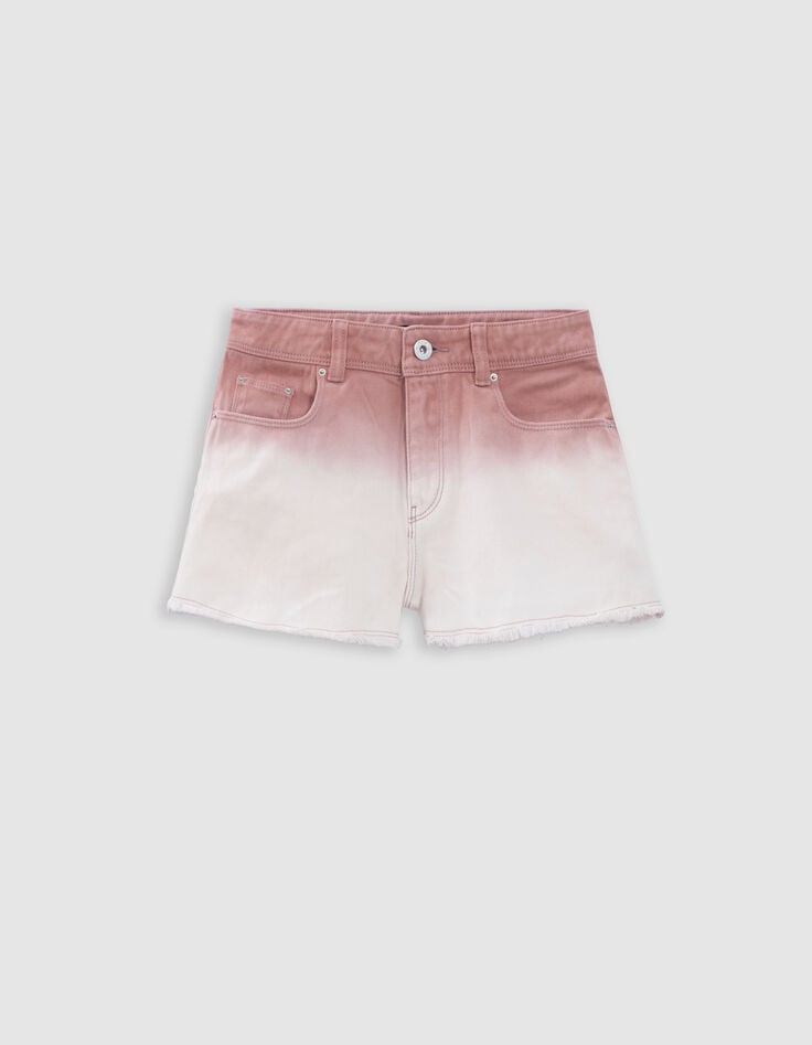 Ikks Short En Jean Rose Frangé Effet Deep Dye Fille