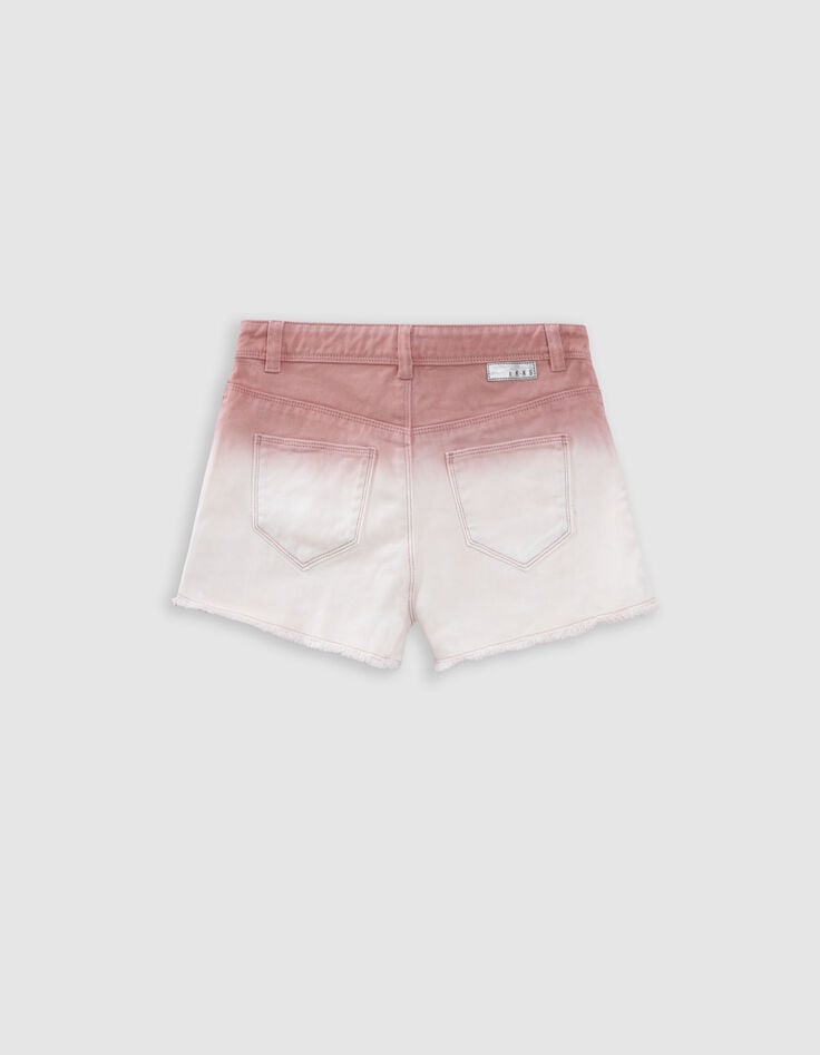 Ikks Short En Jean Rose Frangé Effet Deep Dye Fille