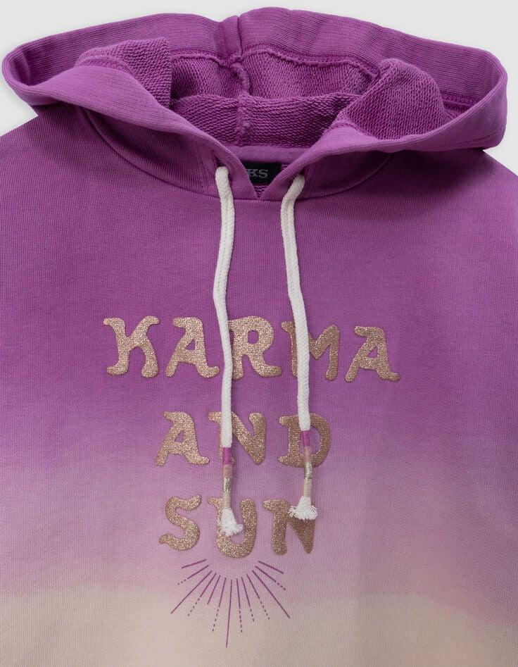 Ikks Sweat à Capuche Violet Effet Deep Dye à Message Fille