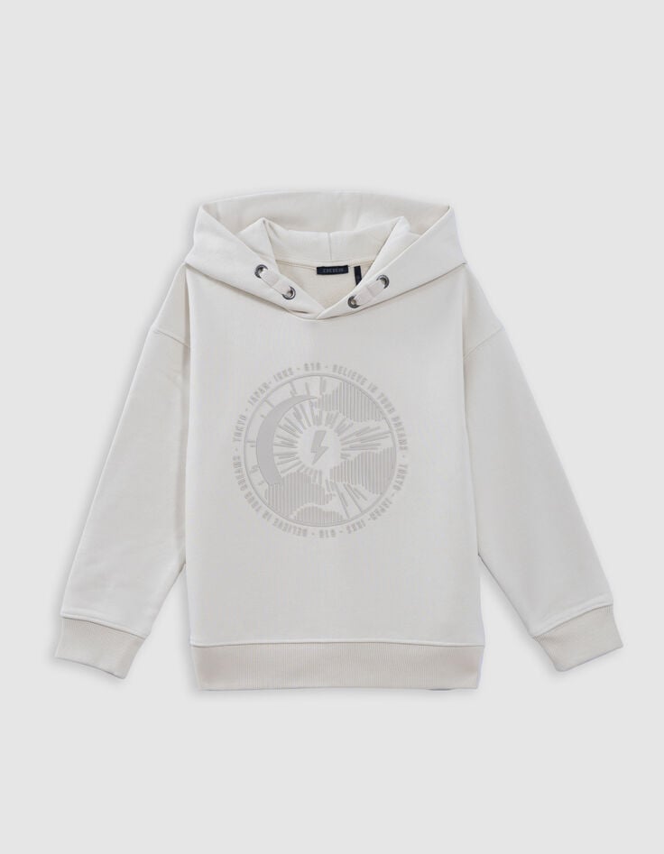 Ikks Sweat Beige à Capuche Motif Soleil-lune Garçon