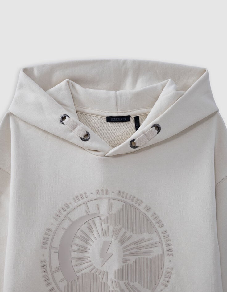 Ikks Sweat Beige à Capuche Motif Soleil-lune Garçon