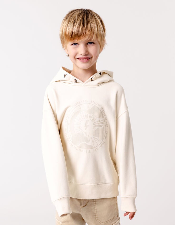 ikks Sweat beige à capuche motif soleil-lune garçon