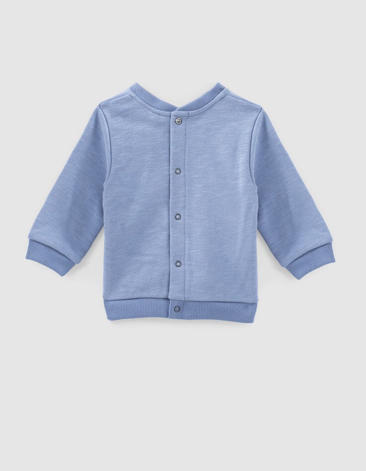 Ikks Sweat Bleu Moyen Brodé éclair En Molleton Bio Bébé