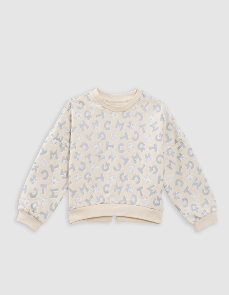 Ikks Sweat écru Lettres Métallisées TAMAGOTCHI X IKKS Fille