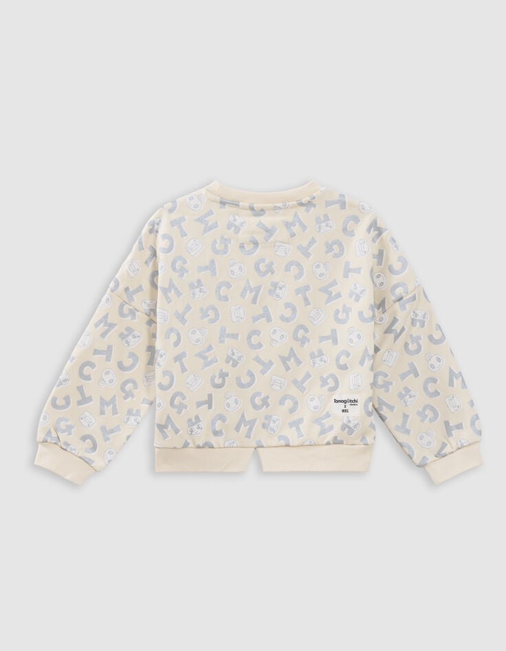 Ikks Sweat écru Lettres Métallisées TAMAGOTCHI X IKKS Fille