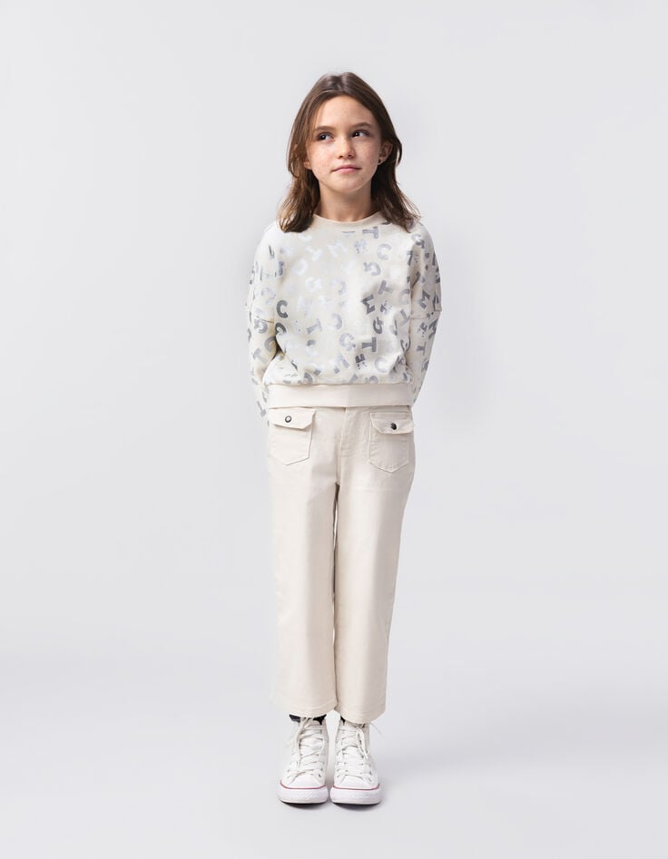 ikks Sweat écru lettres métallisées TAMAGOTCHI x IKKS fille