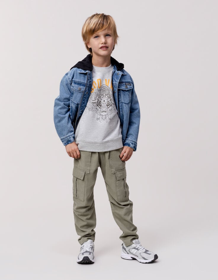 Ikks Sweat Gris Visuel Tigre-masque Balinais Garçon