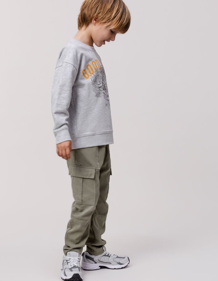 Ikks Sweat Gris Visuel Tigre-masque Balinais Garçon