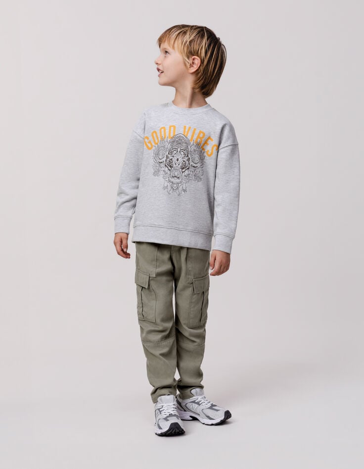 ikks Sweat gris visuel tigre-masque balinais garçon