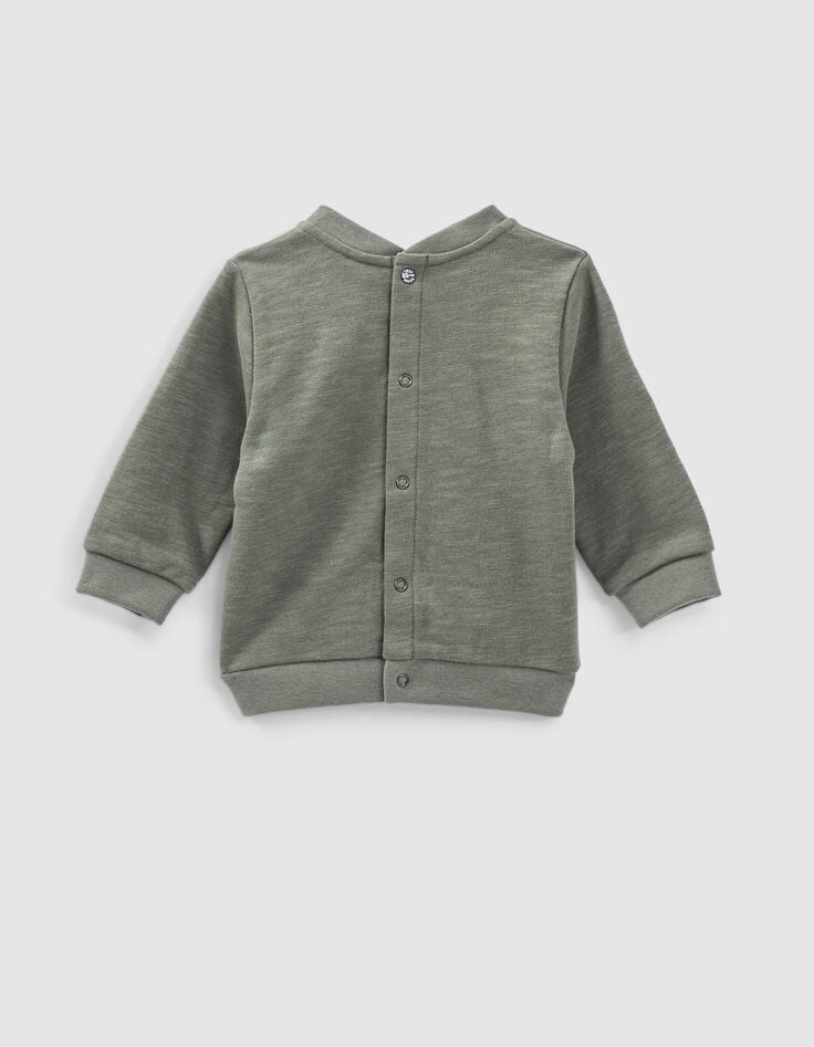 Ikks Sweat Kaki Clair Brodé Skull En Molleton Bio Bébé