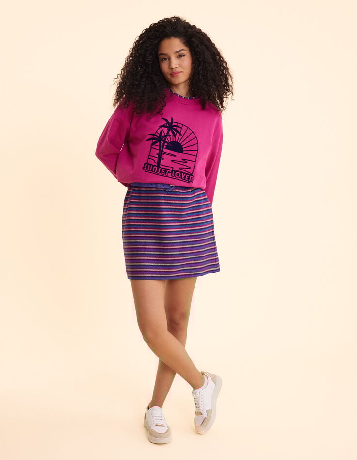 Ikks Sweat Rose Coucher De Soleil Velours Floqué I.Code