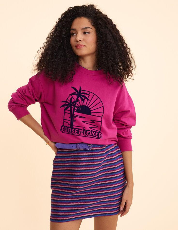 Ikks Sweat Rose Coucher De Soleil Velours Floqué I.Code