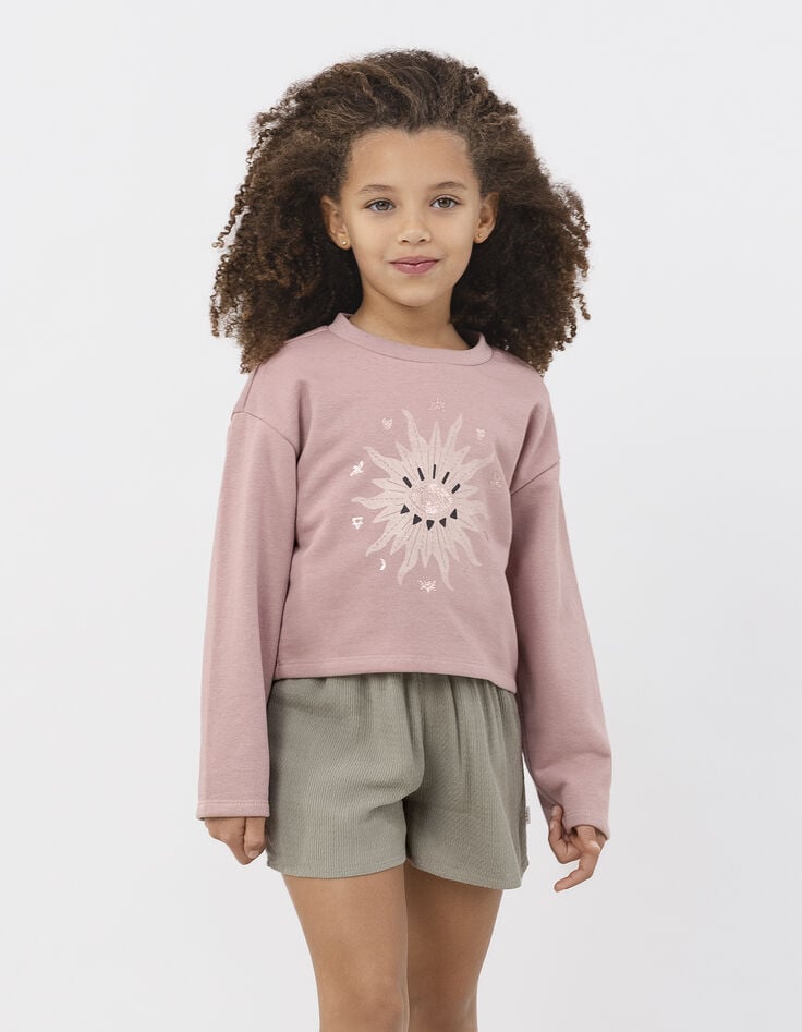 Ikks Sweat Rose Maxi œil-soleil Et Dessins Pailletés Fille