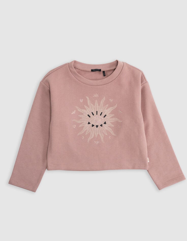 Ikks Sweat Rose Maxi œil-soleil Et Dessins Pailletés Fille