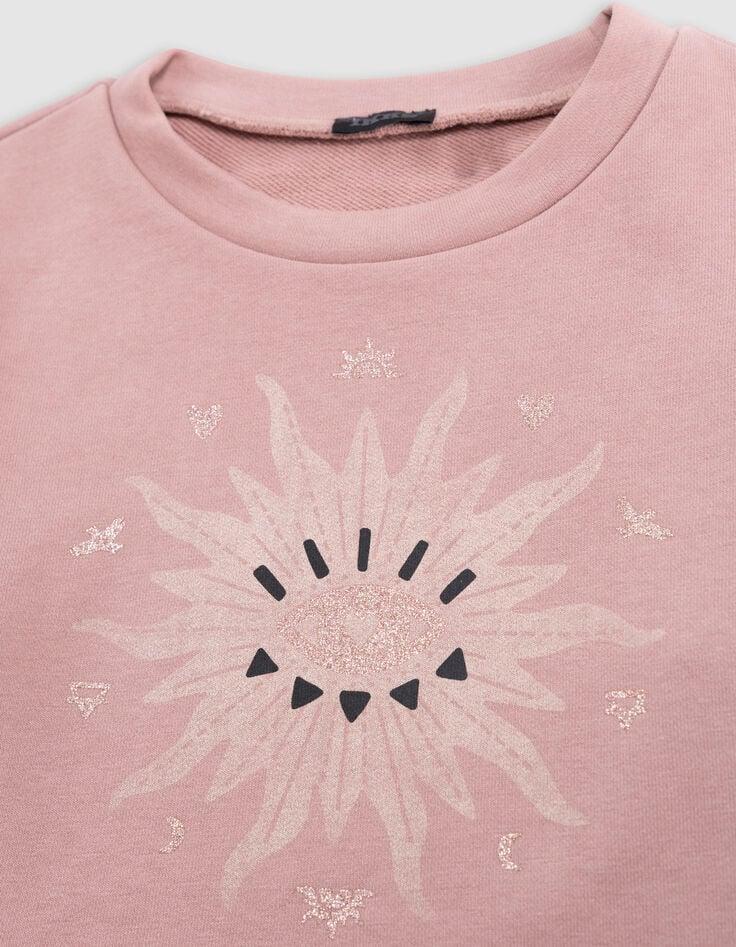 Ikks Sweat Rose Maxi œil-soleil Et Dessins Pailletés Fille