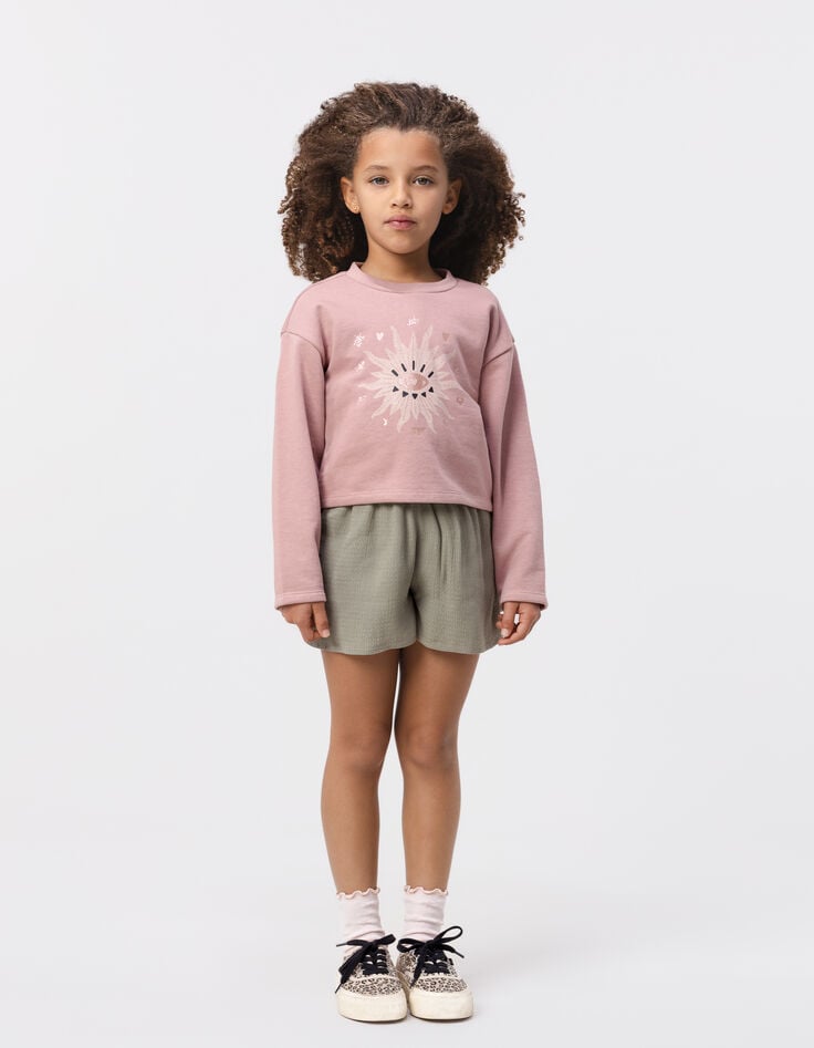 ikks Sweat rose maxi œil-soleil et dessins pailletés fille