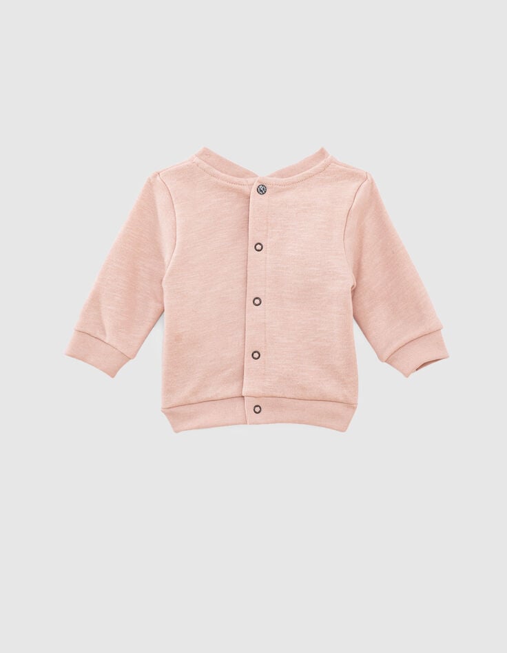 Ikks Sweat Rose Pâle Brodé Skull En Molleton Bio Bébé