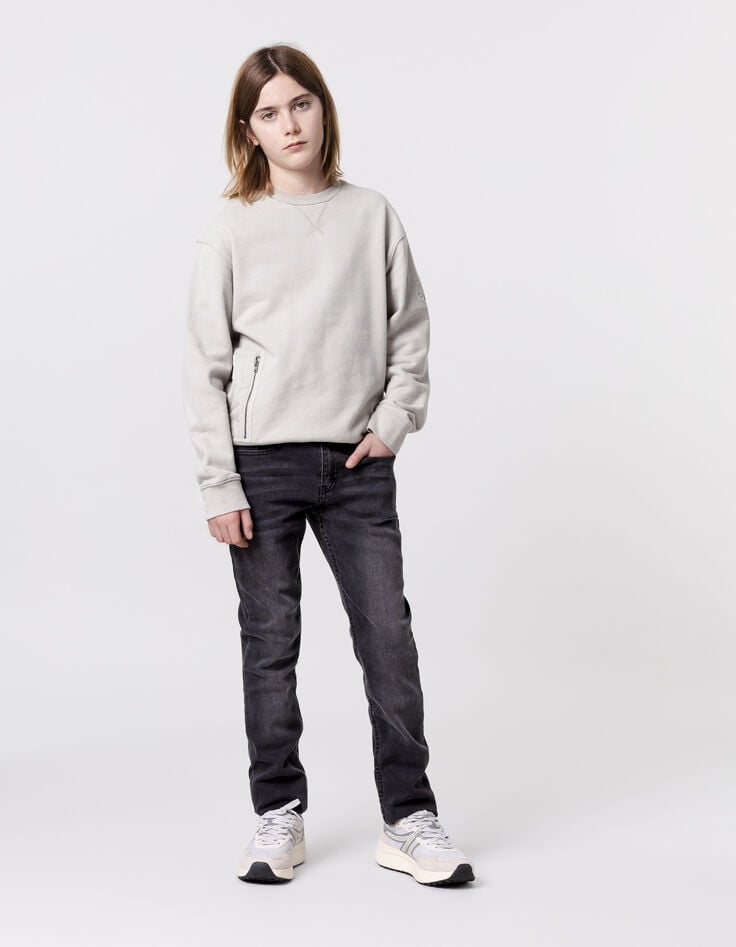 Ikks Sweat Vert Coton Bio Poche Zippée Bi-matière Garçon