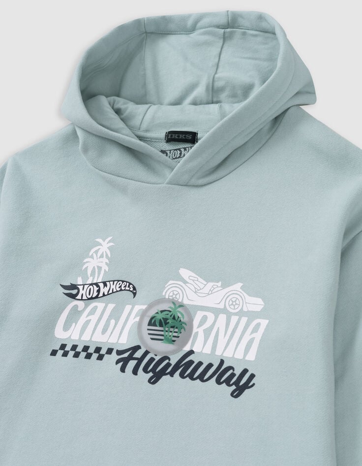 Ikks Sweat Vert D'eau à Capuche HOT WHEELS X IKKS Garçon