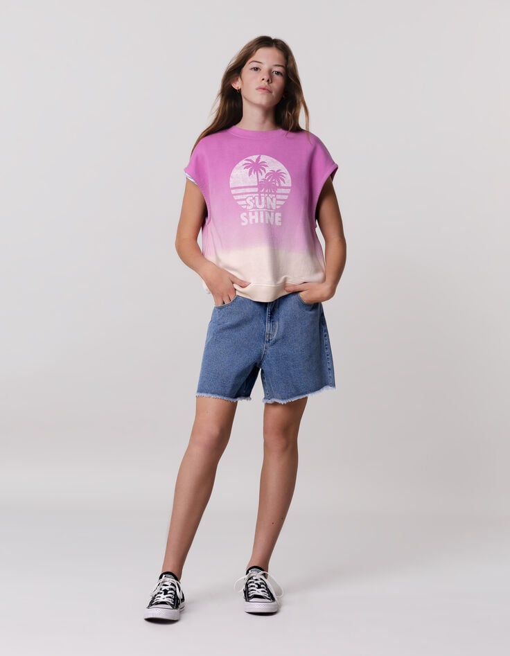 Ikks Sweat Violet Sans Manches Deep Dye à Message Fille