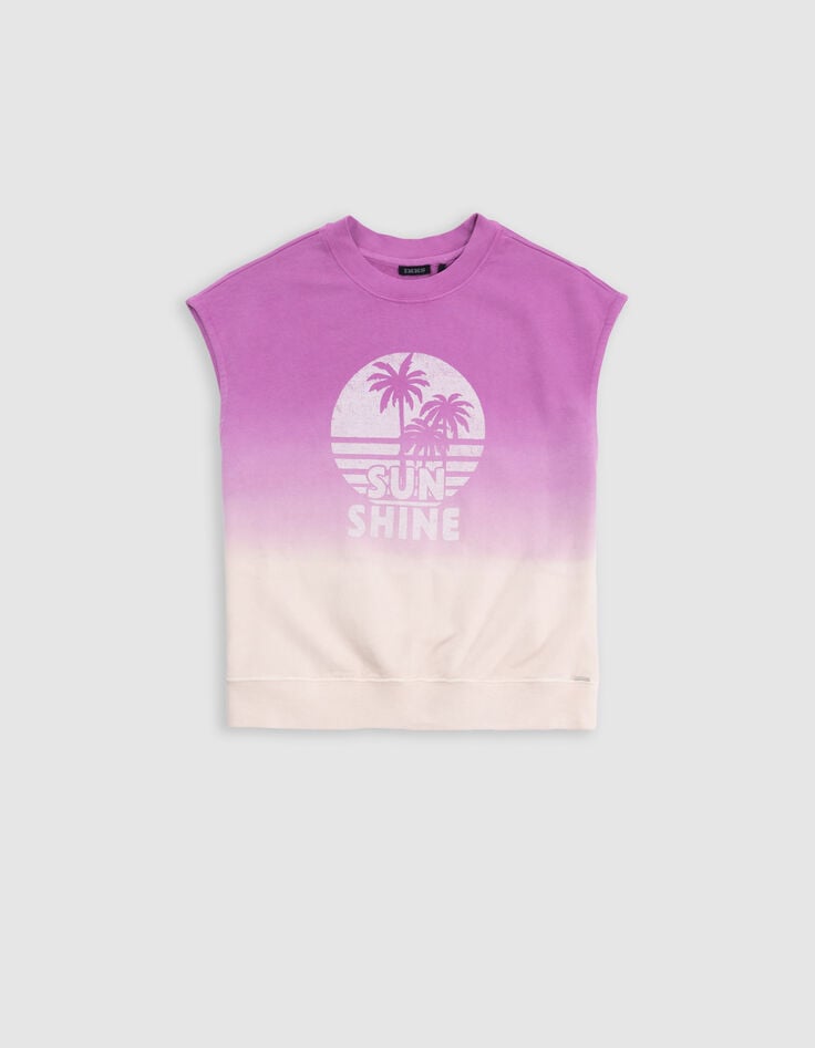 Ikks Sweat Violet Sans Manches Deep Dye à Message Fille