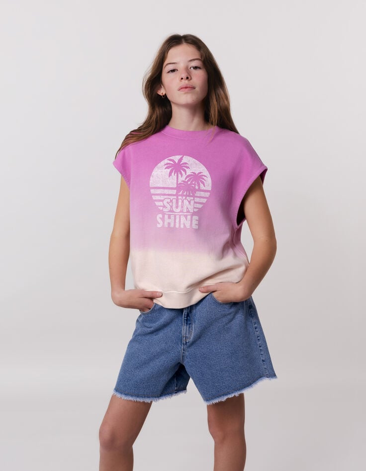 ikks Sweat violet sans manches deep dye à message fille