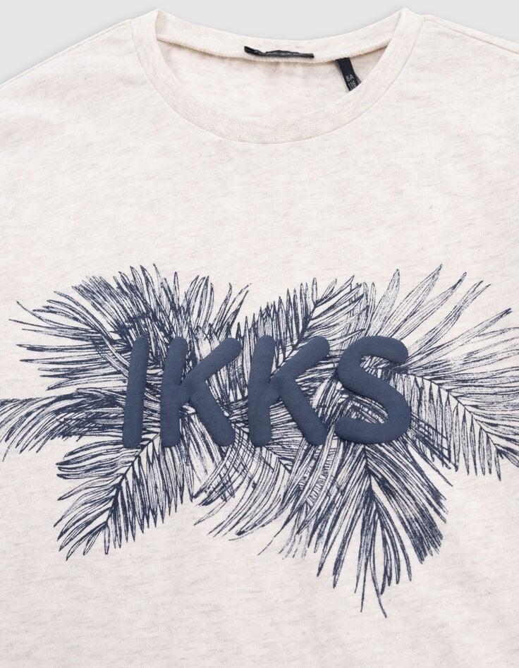 Ikks T-shirt Beige Chiné Logo IKKS Floqué Gomme Garçon