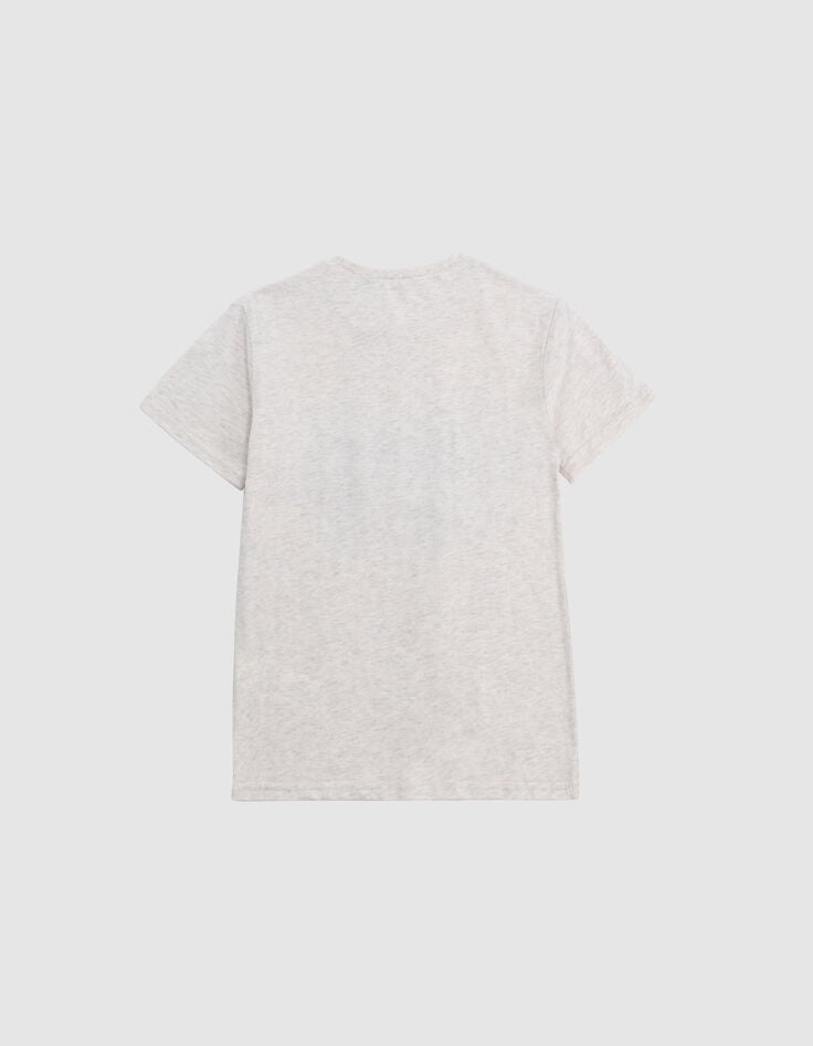 Ikks T-shirt Beige Chiné Logo IKKS Floqué Gomme Garçon