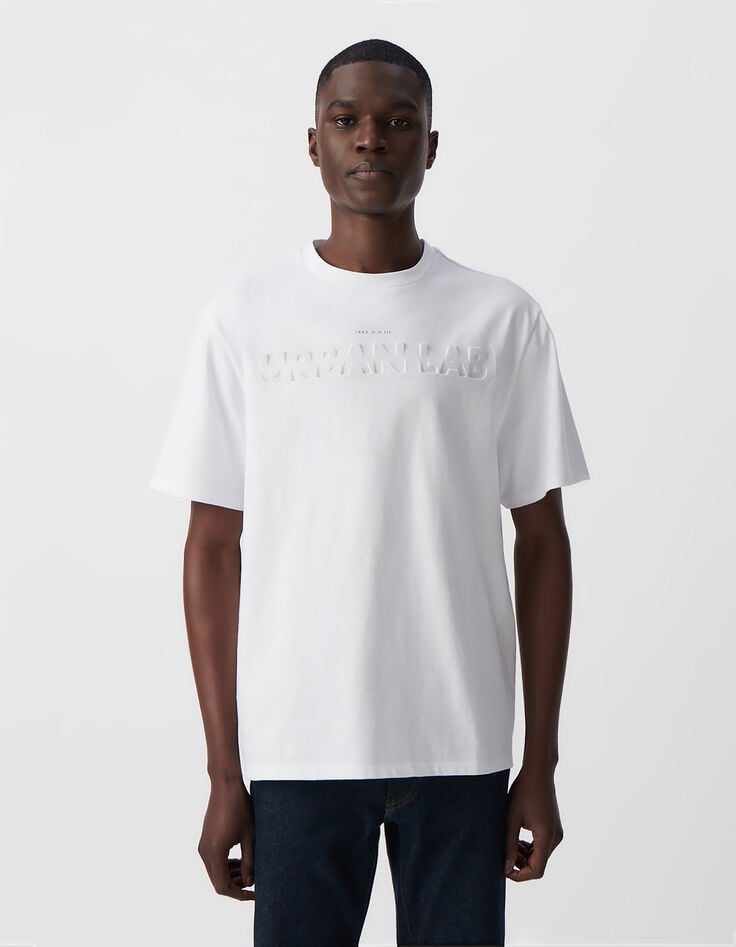 Ikks T-shirt Blanc à Message Embossé DRY FAST Homme