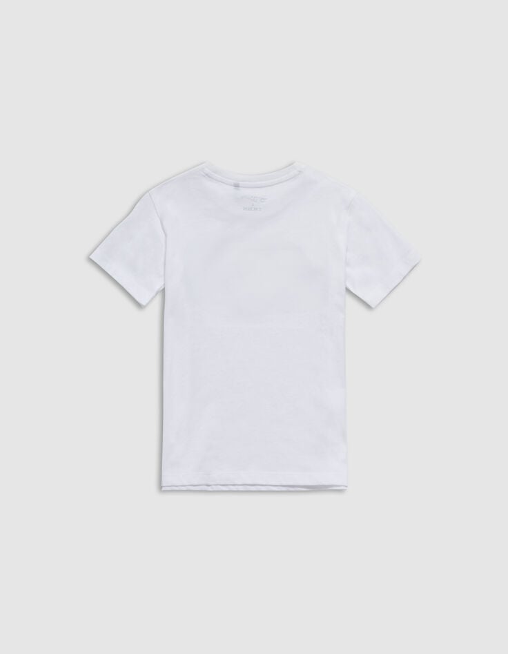 Ikks T-shirt Blanc Bio Badge HOT WHEELS X IKKS Garçon