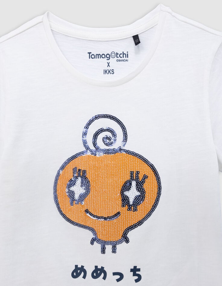 Ikks T-shirt Blanc Bio Sequins TAMAGOTCHI X IKKS Fille
