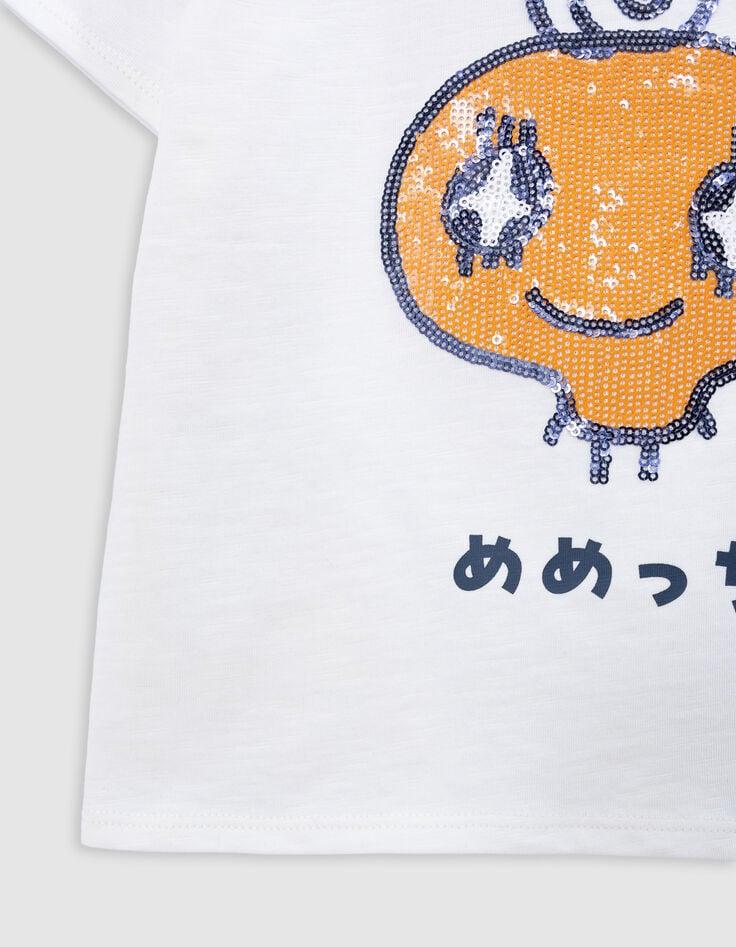 Ikks T-shirt Blanc Bio Sequins TAMAGOTCHI X IKKS Fille