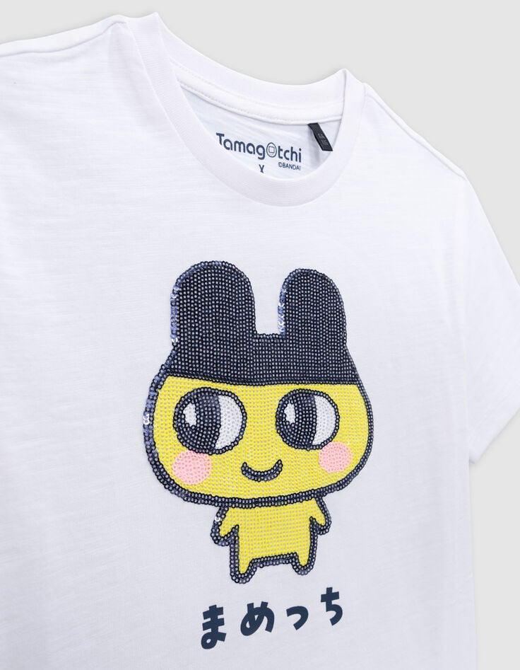 Ikks T-shirt Blanc Bio Sequins TAMAGOTCHI X IKKS Garçon