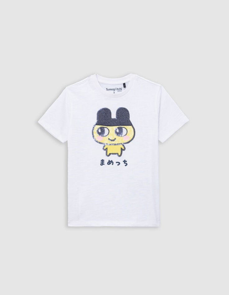 ikks T-shirt blanc bio sequins TAMAGOTCHI x IKKS garçon